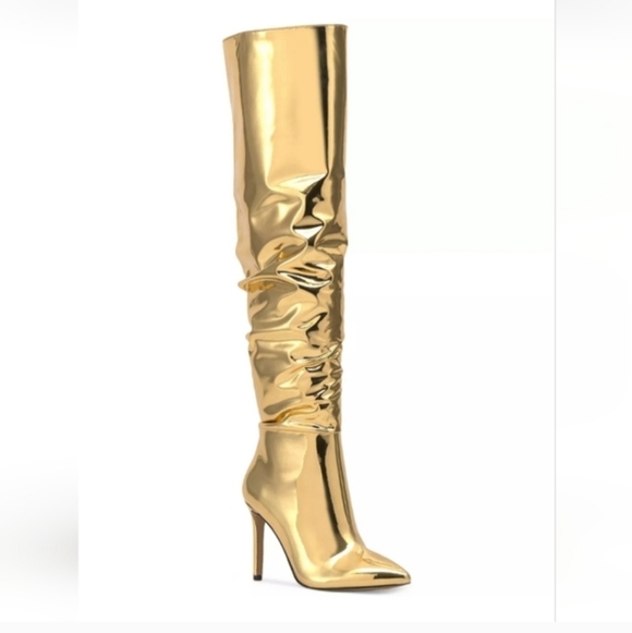 I.N.C. Gold Patent Iyonna Over-The-Knee Slouch Boots